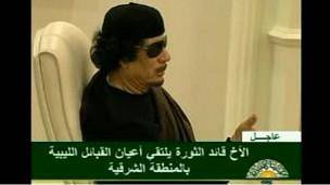 قذافی پس از دو هفته در تلویزیون لیبی ظاهر شد
