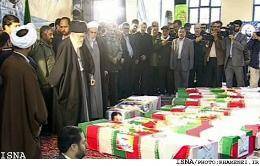 حضور ولی امر مسلمین در مراسم تشییع پیکر پاسداران شهید