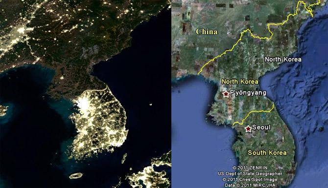 کره شمالی غرق در تاریکی (+عکس و نقشه)