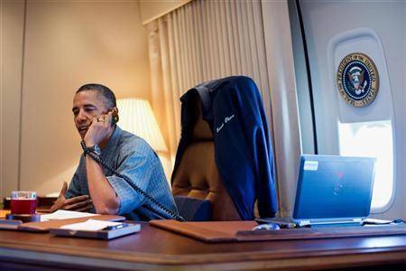 عکس/ دفتر اوباما در هواپیمای اختصاصی
