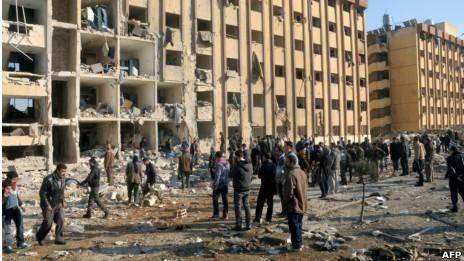 انفجار شدید در دانشگاه حلب در سوریه 