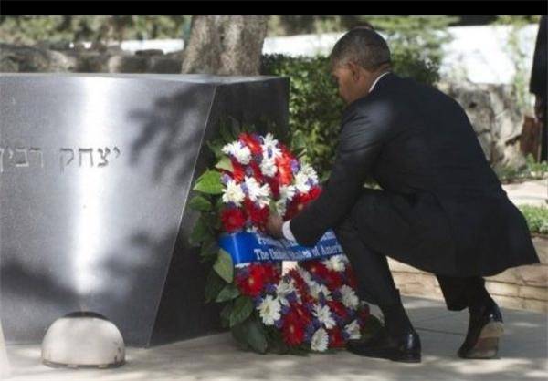ادای‌ احترام‌ اوباما به مقبره رابین/عکس