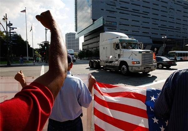 اعتراض رانندگان کامیون در واشنگتن/عکس
