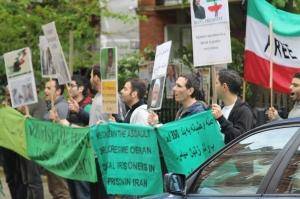 تجمع اعتراضی سبزهای مقیم بریتانیا به وقایع بند ۳۵۰ زندان اوین