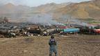 گزارش تصویری از آتش گرفتن تانکرهای نفت در غرب کابل