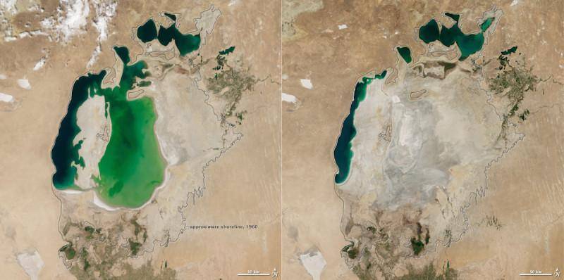 دریاچهٔ‌ آرال به مرگ نزدیک می‌شود/عکس