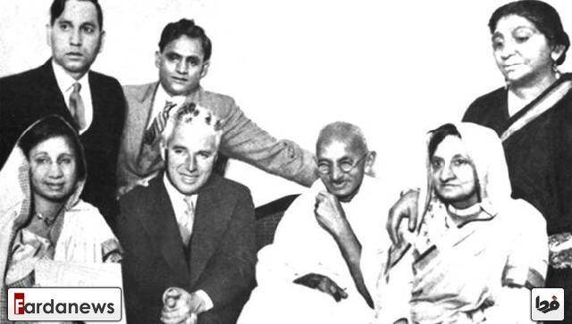 عکس/چارلی چاپلین در کنار گاندی