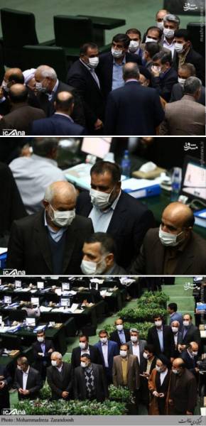 حرکت اعتراضی نمایندگان مجلس با ماسک (تصاویر)