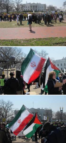 تصاویر اهتزاز پرچم جمهوری اسلامی در مقابل کاخ سفید!
