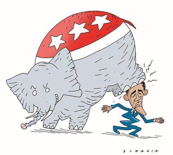 اوباما و جمهوری خواهان/کاریکاتور