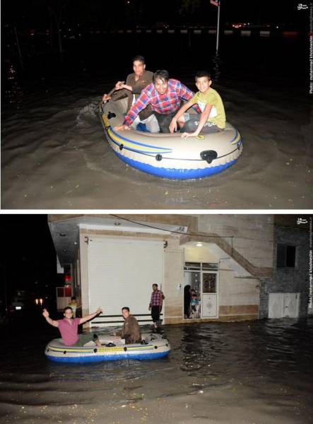 تصویری: قایق سواری در خیابان های مشهد!
