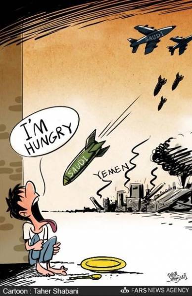 گرسنگی ۳۰۰هزار کودک یمنی/کاریکاتور