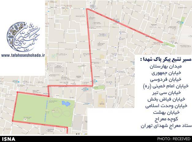 نقشه و مسیر تشییع 270 شهید اعلام شد