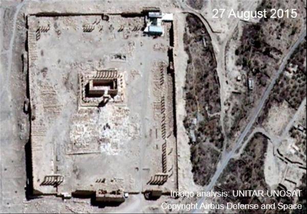 تصاویر ماهواره‌ای تخریب معبد «پالمیرا»
