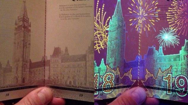 تصاویر جالب از گذرنامه کانادایی زیر نور فرابنفش