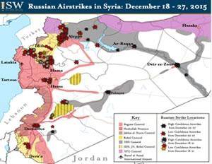 نمودار حملات هوایی انجام شده توسط روسیه در سوریه نشان می دهد که روسیه برای مواجهه با شرایط عدم موفقیت در حفظ یک دولت مرکزی در سوریه، و اجبار به عقب نشینی در حد حفظ یک منطقه تحت کنترل دولتی در امتداد سواحل مدیترانه، یک "نقشه ثانوی" در دست دارد