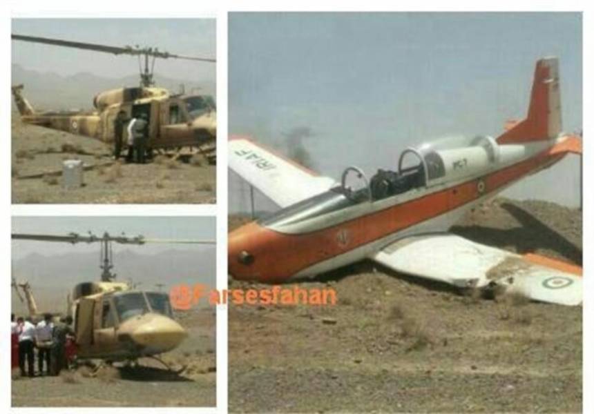 سقوط هواپیمای آموزشی در جاده اردستان +عکس