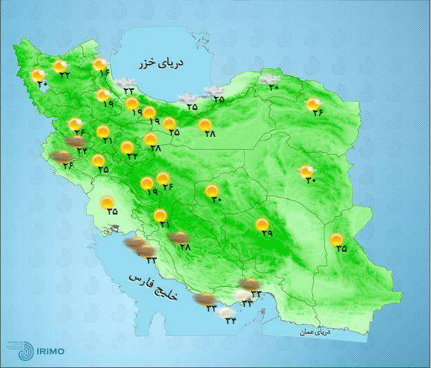 عکس: نقشه وضعیت آب و هوای استان‌ها