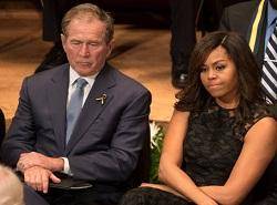 جورج بوش در کنار زوج اوباما (عکس)