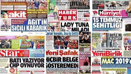 سرخط روزنامه های ترکیه / روز دوشنبه دوم مردادماه 96