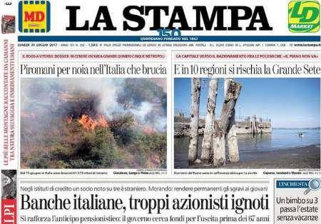 سرخط روزنامه های ایتالیا - دوشنبه 2 مرداد