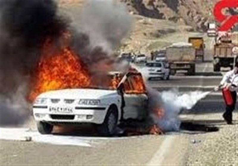 2 سرنشین یک خودرو در آتش سوختند/سوانح جاده ای همدان پنج کشته برجا گذاشت