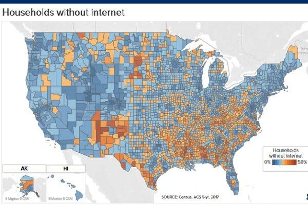کرونا میلیون‌ها آمریکایی را بدون دسترسی به اینترنت خانه نشین کرد