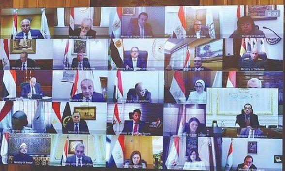 جلسه دولت مصر از طریق ویدئو کنفرانس برگزار شد/عکس