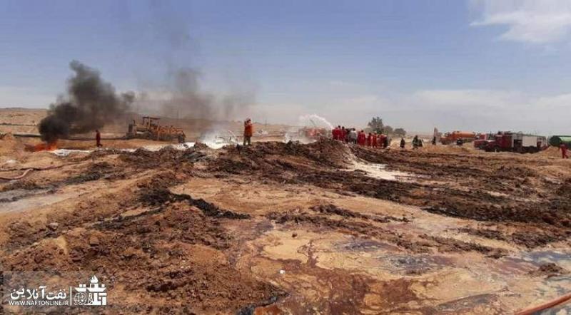 آتش سوزی در خط لوله انتقال نفت شرکت نفت آغاجاری به اصفهان