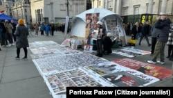 جمعی از فعالين «كارزار سراسری عليه اعدام در ايران» در میدان ترافالگار لندن تحصن کردند