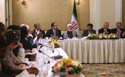 دیدار رهبران جوامع اسلامی آمریکا با احمدی نژاد