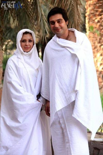 نیوشا ضیغمی و همسرش در لباس احرام / عکس