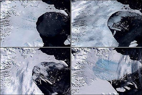 تصویر آب شدن سریع یخهای قطب جنوب/ سرعت 2برابری گرمای قطب