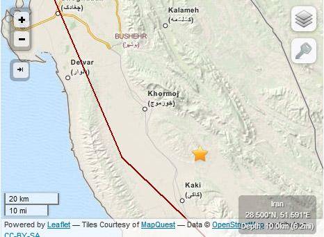 جزئیات زلزله بوشهر (نقشه)