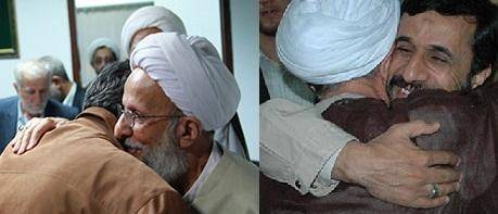 دو تصویر تاریخی از دو کاندیدای ریاست جمهوری، در آغوش آیت الله مصباح یزدی