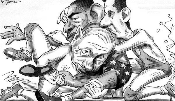 کارتون: کُشتی بشار اسد و پوتین با اوباما