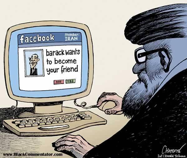 کاریکاتور: تقاضای دوستی اوباما از روحانی در فیس بوک