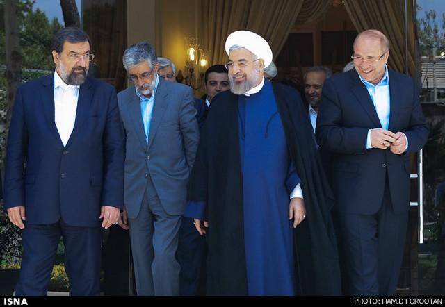 نشست روحانی با 6 رقیب انتخاباتی (+عکس)