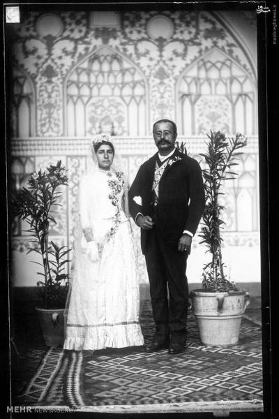 عروس و داماد قجری/عکس