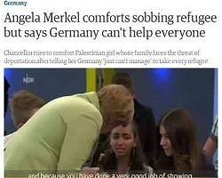 صدراعظم آلمان دختر پناهجوی فلسطینی را به گریه انداخت + تصویر