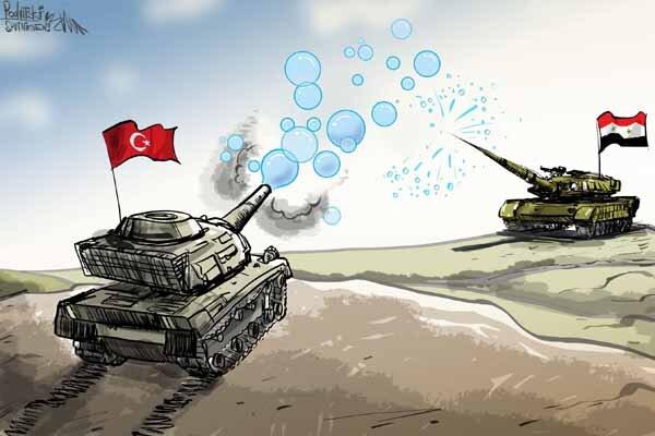 کاریکاتور/ حبابهای توخالی که نمی‌تواند مانع حرکت ارتش سوریه شود