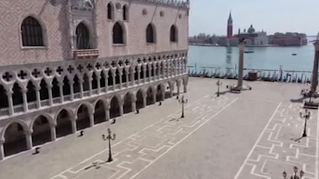 تصاویری هوایی از خیابان‌های خلوت شهر ونیز ایتالیا