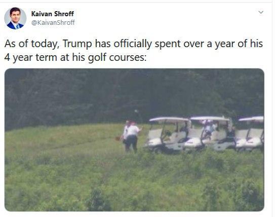 ترامپ یک‌سال از ریاست جمهوری خود را گلف بازی کرد