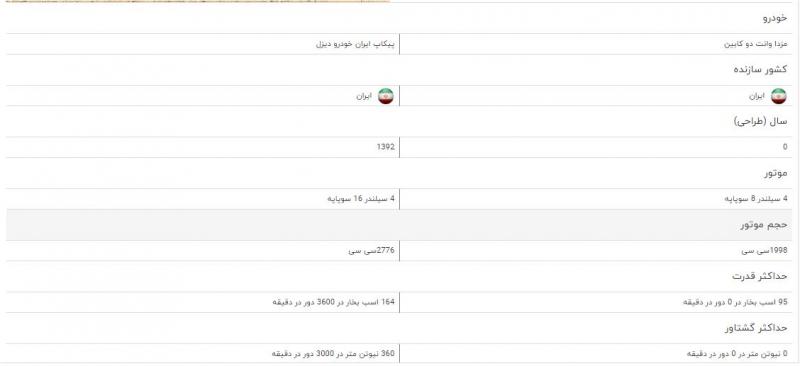 مقایسه خودرو مزدا وانت دو کابین و پیکاپ ایران خودرو دیزل