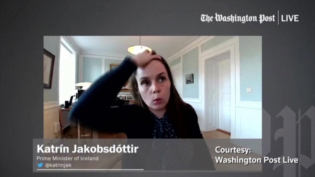 وقوع زلزله حین مصاحبه نخست وزیر ایسلند + فیلم