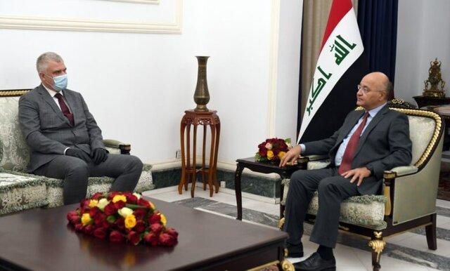 تاکید برهم صالح بر لزوم کاهش تنش‌ها در منطقه در دیدار با سفیر روسیه