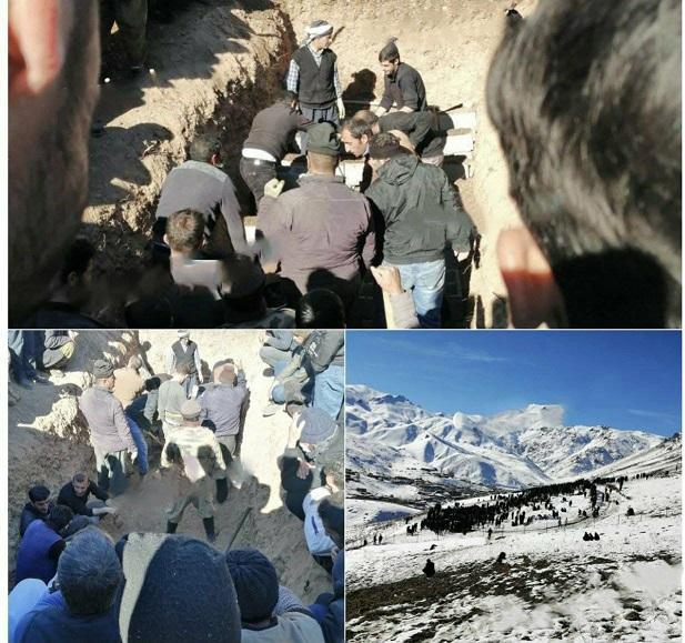 مراسم تدفین ۵ کولبر در روستای کوران - آذربایجان غربی /عکس