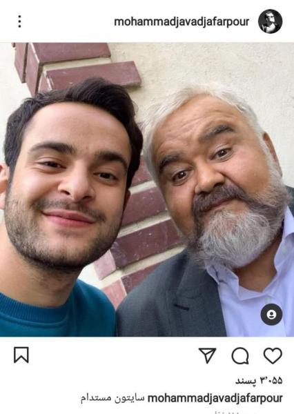 گریم عجیب و غریب آقای بازیگر سوژه علی ضیا شد/ اکبر عبدی و بازیگر جوان «چوب خط» در پشت صحنه