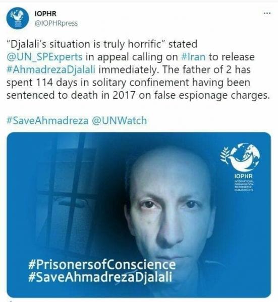 اعلام خطر «انجمن جهانی پاسداشت حقوق بشر»، نسبت به وضعیت وخیم دکتر احمد رضا جلالی