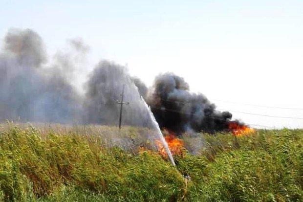 مهار آتش سوزی در تالاب «قره قشلاق» بناب